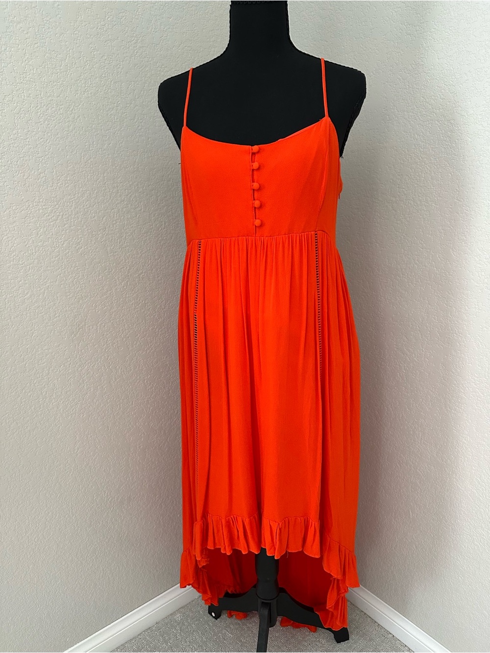 Steve Madden BB Dakota Vibrant Orange High-Low Spaghetti Strap Dress